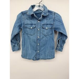 RuggedButts Denim Shirt Kids 3T Blue Good Western Snap Button Down Cotton